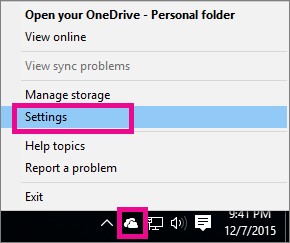 OneDrive Settings